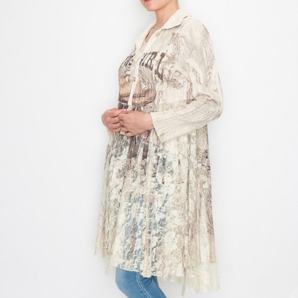 NEW COWBOY HAT CARDIGAN COWGIRL TUFF LACE DUSTER western bohemian sweater SM-3XL - Picture 3 of 8